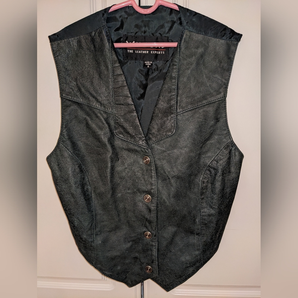 Wilsons dark green leather vest size S.